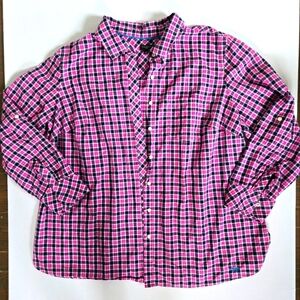 Talbots womens Pink Black White Check Plaid Blouse Shirt Tunic size 2X